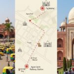 Agra Cantt Railway Station to Taj Mahal sightseeing route with map and nearby attractions