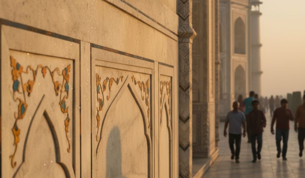 View of the Taj Mahal in Agra
