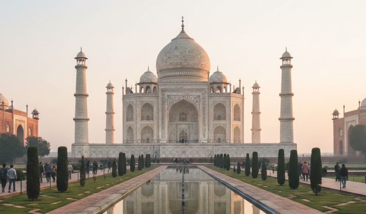 Early morning visit to the Taj Mahal showing the best time to experience fewer crowds