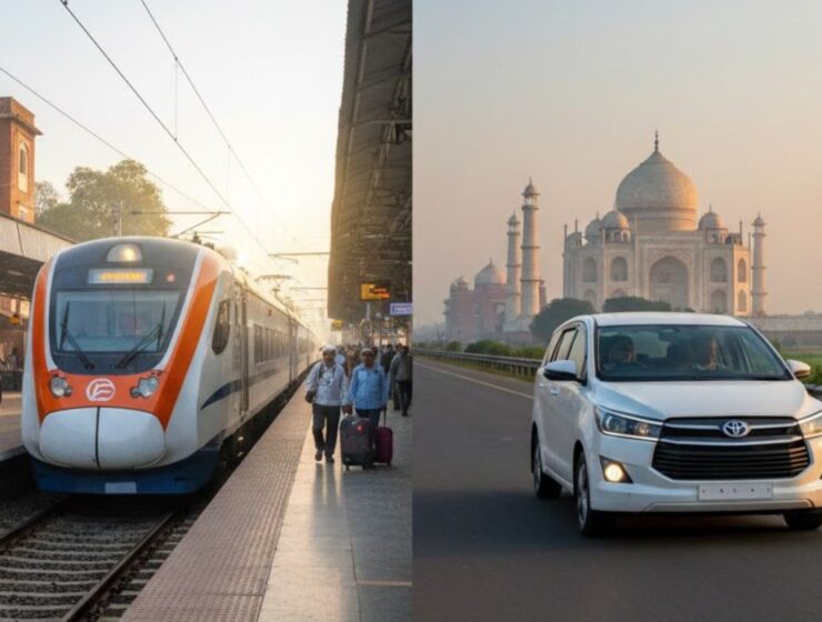 Agra by car vs Agra by train comparison for one-day Taj Mahal trip from Delhi