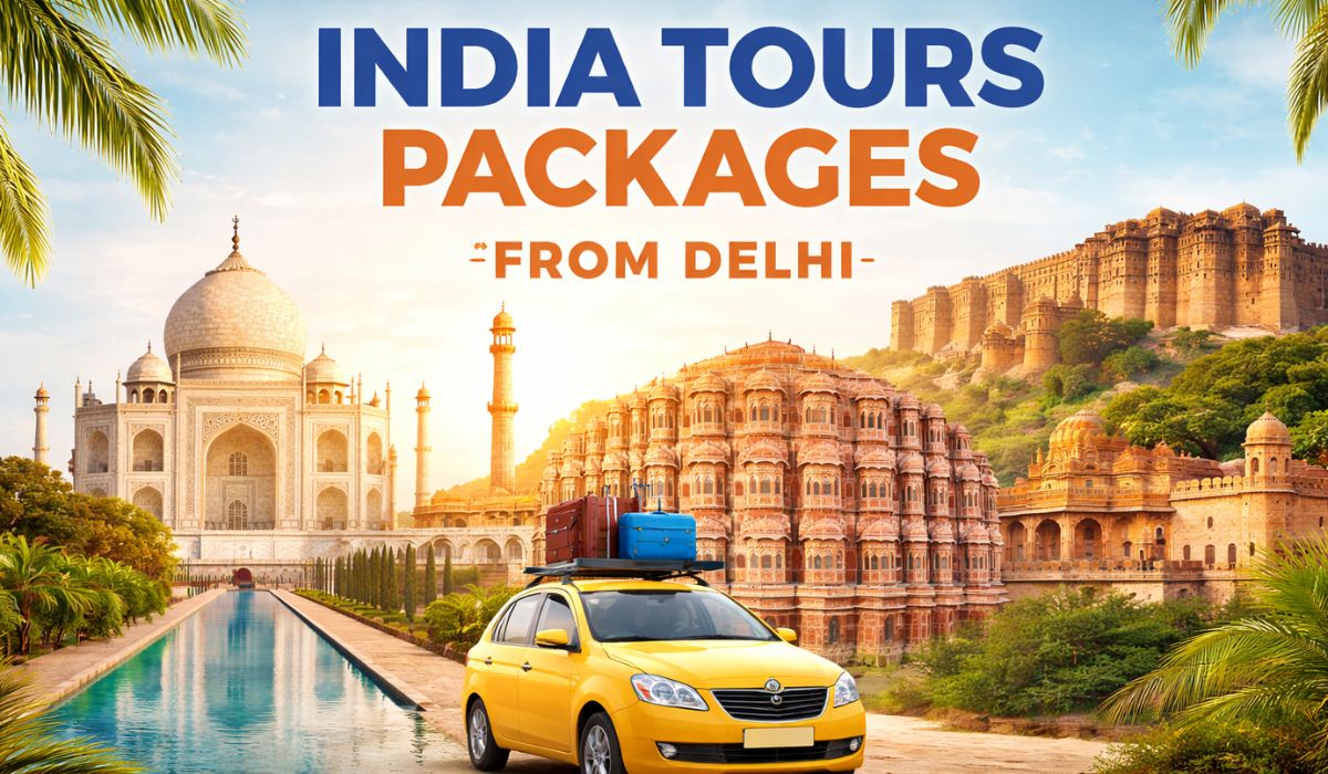India tours packages from Delhi featuring Taj Mahal, Jaipur Hawa Mahal and Rajasthan fort