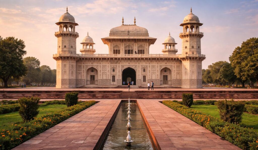 Itmad-ud-Daulah Tomb also known as Baby Taj in Agra India with Mughal marble architecture