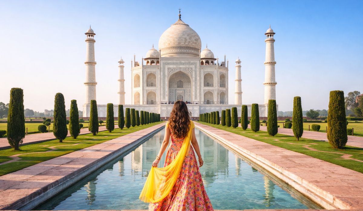 tourist outfit ideas for visiting taj mahal in agra